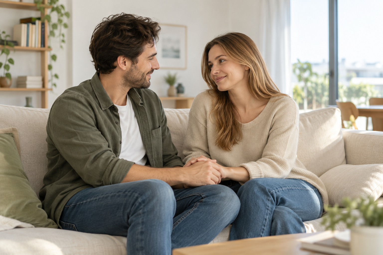 Couple européen se retrouvant à la maison